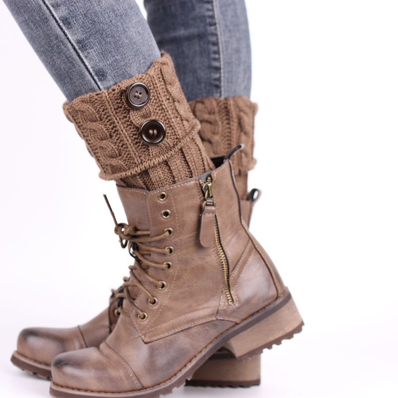 Cable Knit Boot Cuff Leg Warmers with Buttons Women Fashionable Foot Coverings